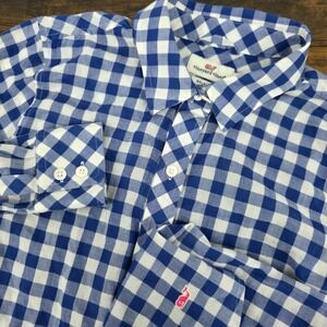 Vineyard Vines Womens Long Sleeve Button Up Relaxed Thin Blue White Check Sz‎ 2